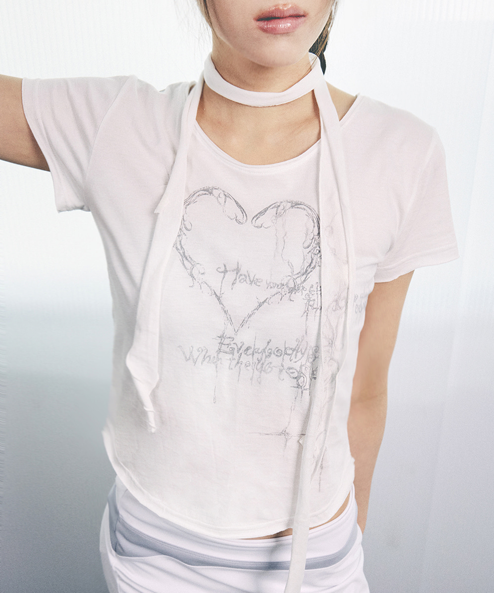 [T shirts only] Heart ornament scarf top (refurb)